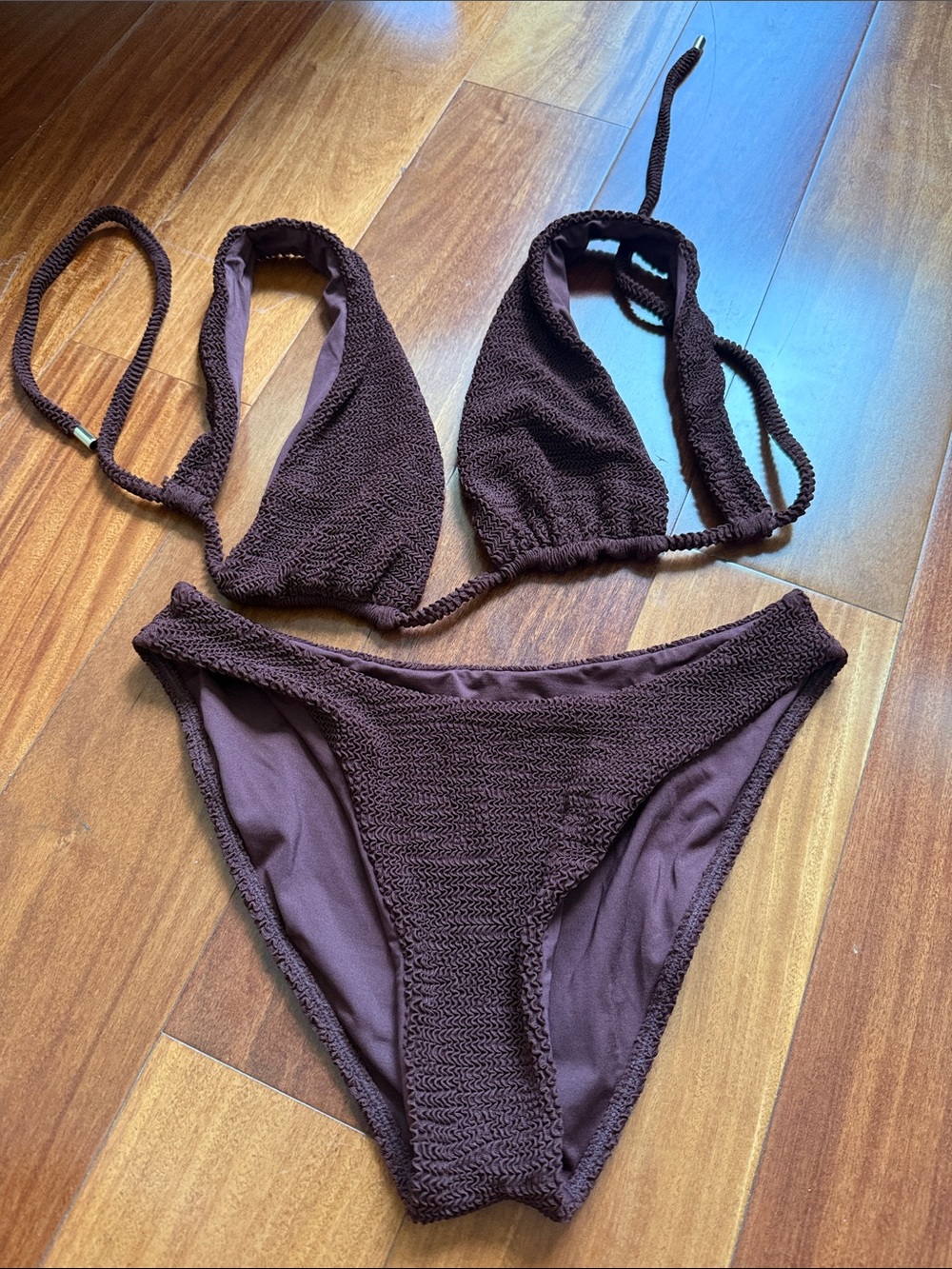 Monday Swimwear Shaded Oak Crinkle Bikini Set